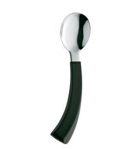 Cuillère manche courbé pour droitier noir inox 19 cm Handicap Amefa