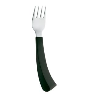 Fourchette manche courbé pour gaucher noir inox 18,5 cm Handicap Amefa