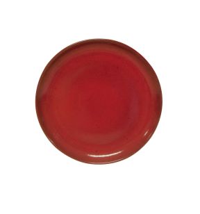 Plat bord rond rood geglazuurd aardewerk Ø 27 Gres Couleur Pro.mundi