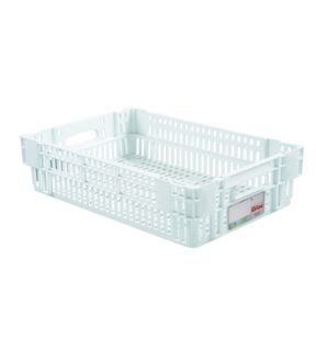 Open box Zonder deksel wit plastic xx14.6 27 L geperforeerde bodem geperforeerde wanden Gilac