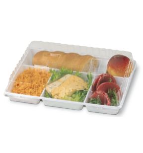 Plateau repas rectangulaire blanc plastique 29x22,4 cm Alphaform (50 pièces)