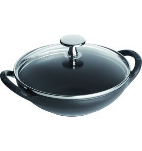 Mini poêle wok fonte d'acier Sans revêtement Avec couvercle Ø 16 cm 11,5 cm 0,65 L Staub