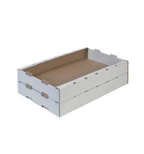 Boîte carton empilable rectangulaire blanc 64x42x10 cm (25 pièces)