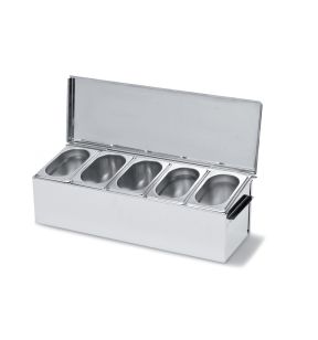Boîte à ingrédients inox 57x19x18 cm Avec couvercle Zepe
