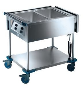 Chariot bain-marie 2 cuves GN 1/1 inox 93,6x71,4x93,3 cm 1,4 kW 230v B.pro