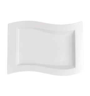 Assiette gourmet rectangulaire ivoire porcelaine vitrifiée 33x24 cm New Wave Villeroy & Boch