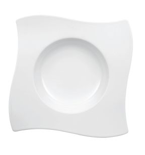 Assiette creuse carré ivoire porcelaine vitrifiée 25x25 cm New Wave Villeroy & Boch