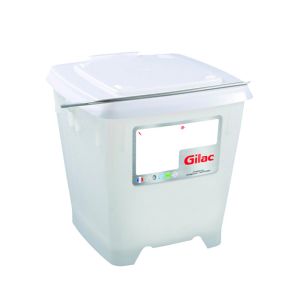 Emmer met deksel With cover wit plastic xx28 12 L vaste bodem volle wanden Gilac
