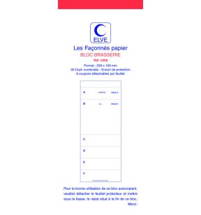 Bloc brasserie blanc papier 25,9x10 cm (10 pièces)