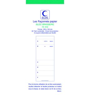 Bloc brasserie blanc papier 25,9x10 cm (10 pièces)