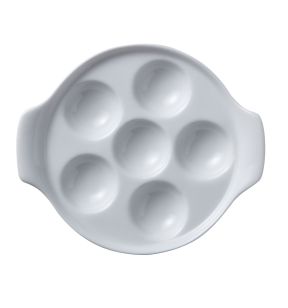 Plat à escargots 6 trous rond blanc porcelaine Ø 14 cm Bistronome Pro.mundi