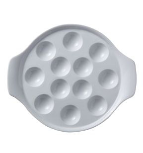 Plat à escargots 12 trous rond blanc porcelaine Ø 21,5 cm Bistronome Pro.mundi
