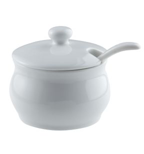 Pot moutardier seul rond blanc porcelaine 4,9 cm Ø 7,2 cm Pro.mundi