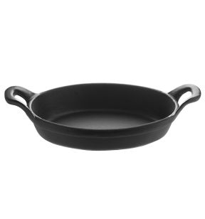 Plat empilable ovale noir fonte d'acier 15x10 cm