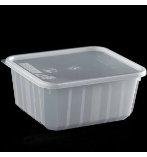 Barquette avec couvercle rectangulaire blanc 12,1x10,6x5,4 cm 45 cl Carty (200 pièces)
