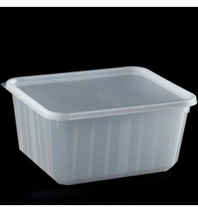 Barquette avec couvercle rectangulaire blanc 14,2x11,8x6,8 cm 75 cl Carty (200 pièces)