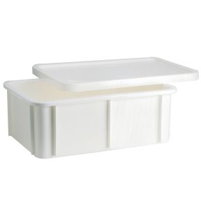 Stapelbare bak Zonder deksel wit plastic xx16.5 12 L vaste bodem volle wanden Gilac
