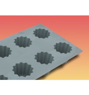 Plaat 8 gekartelde vormpjes silicone GN 1/3 x17.6 Elastomoule De Buyer