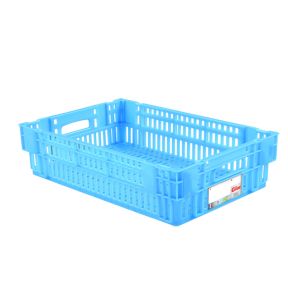 Open box Zonder deksel blauw plastic xx14.6 27 L geperforeerde bodem geperforeerde wanden Gilac