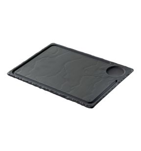 Assiette à steak rectangulaire noir porcelaine culinaire 33x24 cm Basalt Revol