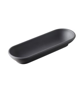 Plat rectangulaire noir porcelaine culinaire 15 cm Solid Revol