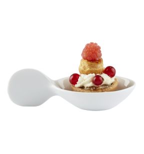 Cuillère amuse-bouche rond blanc porcelaine 10 cm Playtime Pro.mundi