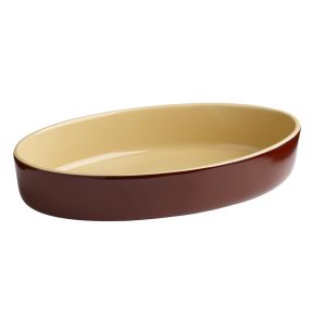 Plat sabot ovale brun grès émaillé 24,5x15 cm Pro.mundi