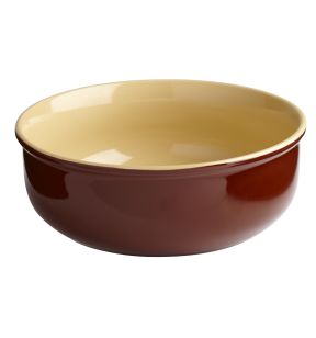 Plat à cassoulet rond brun grès émaillé Ø 18 cm Pro.mundi