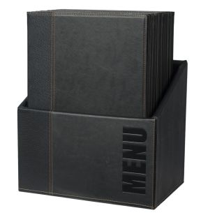 Protège-menu rectangulaire noir 4 vues ajoutables Securit (20 pièces)