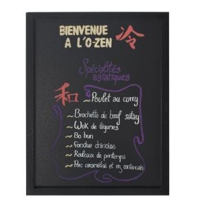 Ardoise rectangulaire noir 80x60 cm Woody Securit