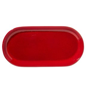 Assiette à burger ovale rouge grès émaillé 29x14 cm Gres Couleur Pro.mundi