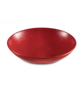 Diep randloos bord rond rood geglazuurd aardewerk Ø 25 Stone Medard De Noblat