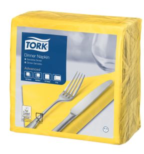 Serviette jaune ouate de cellulose 39x39 cm Tork (150 pièces)