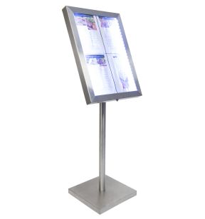 Porte-menu lumineux rectangulaire 4 pages led Classique Securit