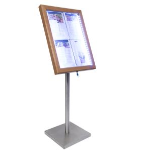 Porte-menu lumineux rectangulaire marron 4 pages led Classique Securit