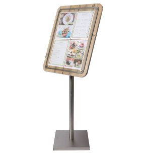 Porte-menu rectangulaire brun 4 pages Glass Star Securit