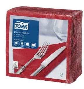Serviette bordeaux ouate de cellulose 39x39 cm Tork (150 pièces)