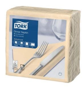 Serviette ivoire ouate de cellulose 39x39 cm Tork (150 pièces)