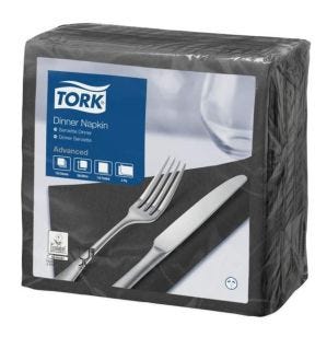 Serviette noir ouate de cellulose 39x39 cm Tork (150 pièces)