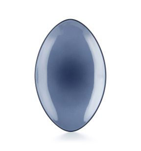 Assiette plate ovale bleu porcelaine culinaire 35x22 cm Revol