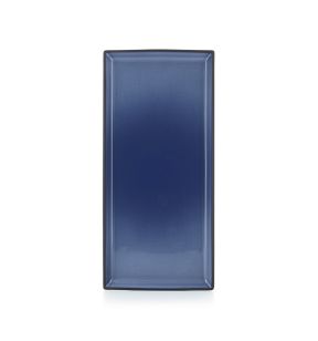 Assiette plate rectangulaire bleu porcelaine culinaire 32,5x15 cm Revol