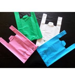 Sac bretelle plastique blanc 30x54 cm 50 microns (500 pièces)