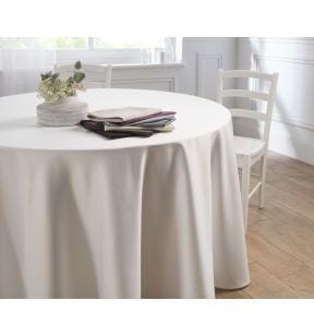 Nappe rond blanc polyester Saten Denantes