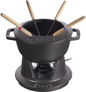 Service à fondue fonte d'acier Ø 18 cm 24,3x18,7x10 cm 1,65 L Staub