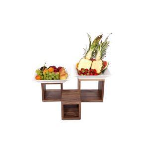 Présentoir carré brun noyer 21 cm Nature Zepe (3 pièces)