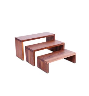 Présentoir rectangulaire brun noyer 40 cm Nature Zepe (3 pièces)