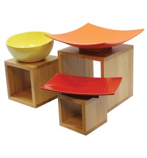 Présentoir brun bambou 23 cm Barclay Risers Tablecraft (3 pièces)