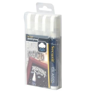 Feutres craie blanc waterproof blanc Securit (4 pièces)