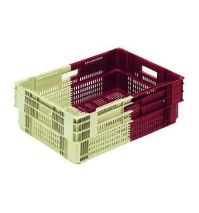 Open box Zonder deksel bordeauxrood plastic xx19.1 35 L geperforeerde bodem geperforeerde wanden Gilac