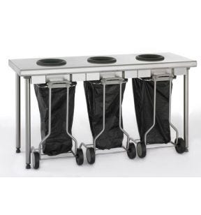 Table de pré-tri 3 trous inox 170x60x90 cm Sans dosseret Sans étagère Tournus